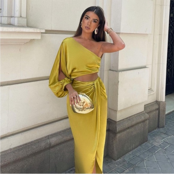 NWT Zara Satin Effect Asymmetric Dress - Picture 6 of 17